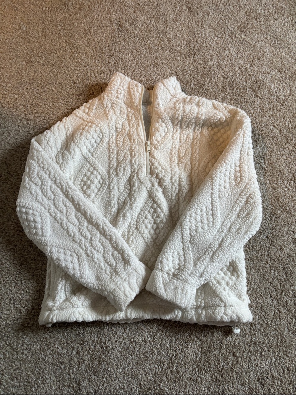 Hollister Cream Sherpa Half-Zip Pullover